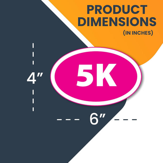 Magnet Me Up 5K Marathon Inverted Pink Oval Car Magnet 4x6 Inches, Heavy Duty Duty Automotive Magnet for car Truck SUV
