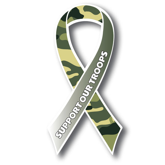 Magnet Me Up Support Our Troops Military Camouflage Patriotic Ribbon Magnet Decal, 3.5x7 Inches, Heavy Duty Automotive Magnet for Car Truck SUV, in Support of American Military, Crafted in The USA