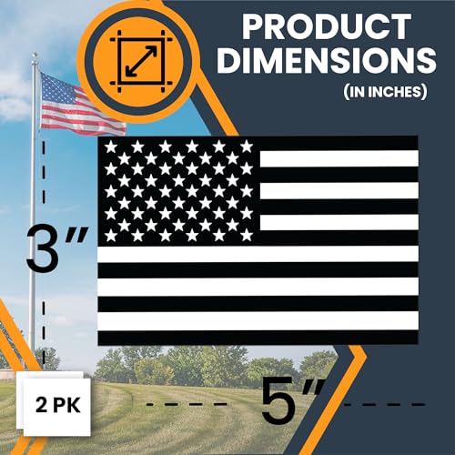 Magnet Me Up Black and White American Flag Car Magnet Decal, 3x5 Inch, 2 Pack, Automotive Vinyl Magnet for Trucks and More, Express Your Gratitude to Military Veterans, Made in The USA