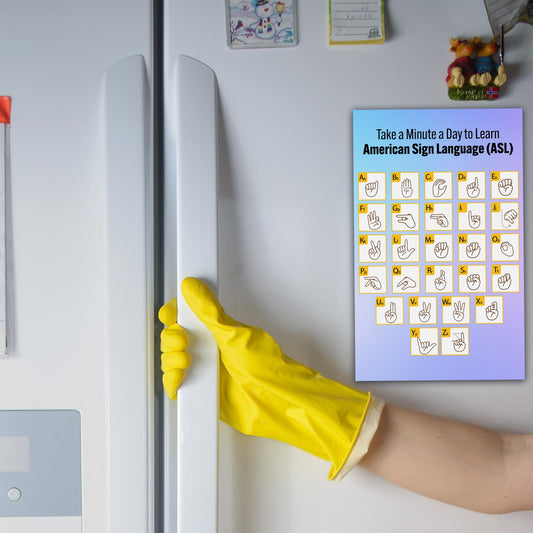 Magnet Me Up American Sign Language ASL Fridge Magnet, 8x5 Inches, Lavender, Educational and Decorative Sign Language Alphabet Magnet