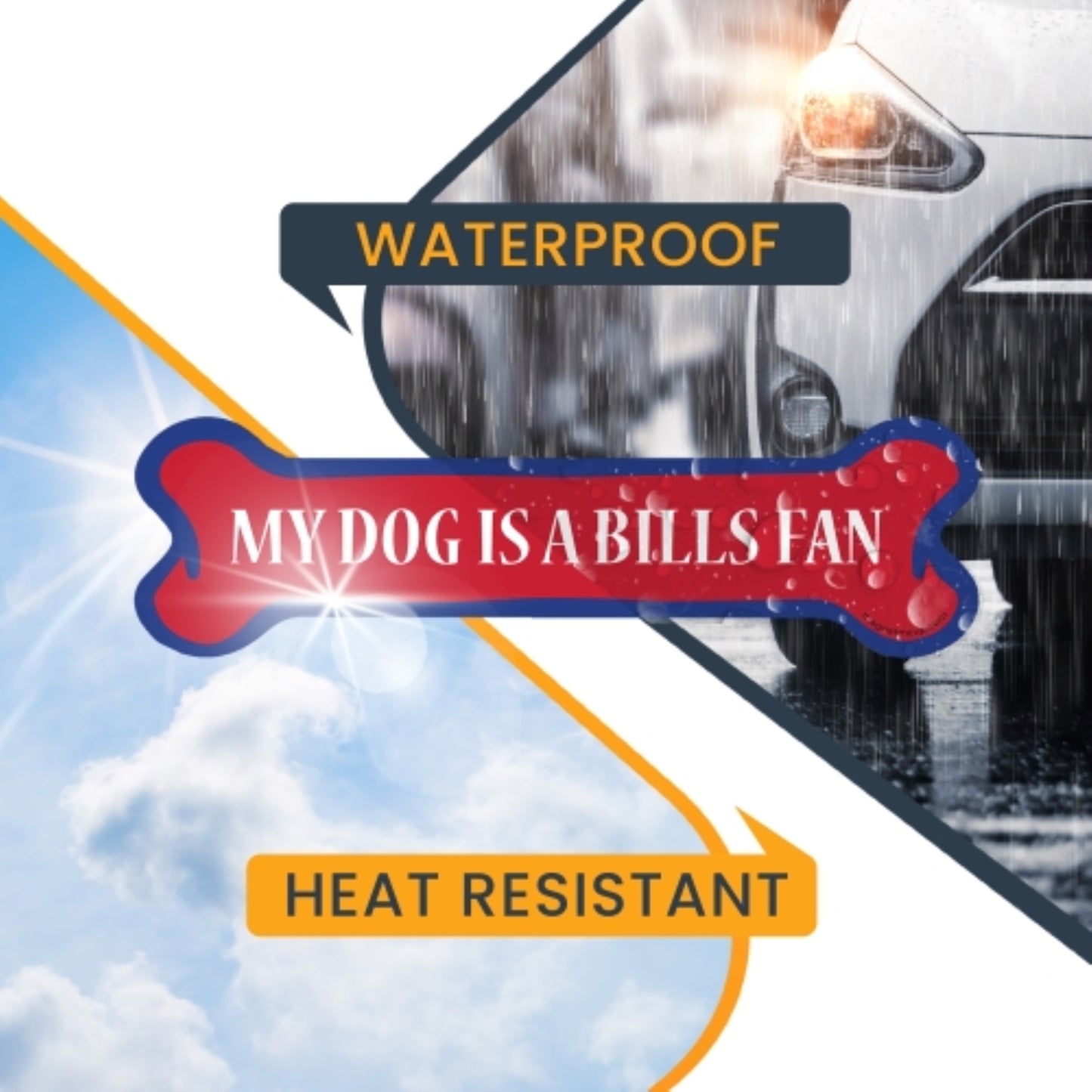 My Dog is a Bills Fan Dog Bone Car Magnet - 2 x 7" Dog Bone Decal Heavy Duty for Car Truck SUV Waterproof …