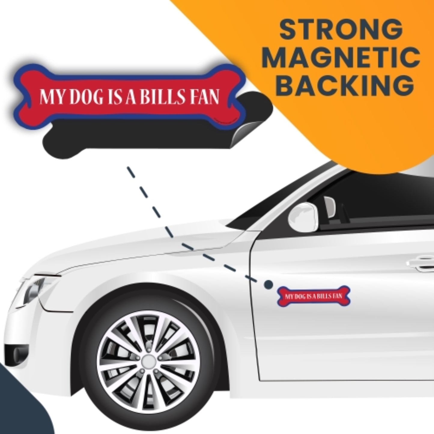My Dog is a Bills Fan Dog Bone Car Magnet - 2 x 7" Dog Bone Decal Heavy Duty for Car Truck SUV Waterproof …