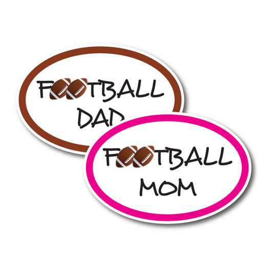 Football Mom and Football Dad - Combo Pack -Car Magnets 4 x 6 Oval Heavy Duty for Car Truck SUV Waterproof …