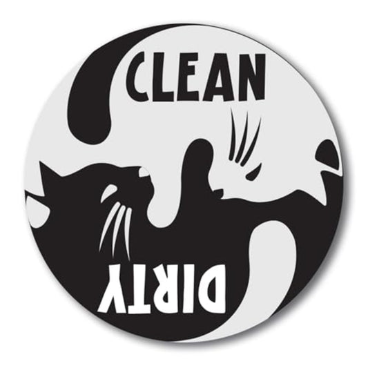 Magnet Me Up Clean Dirty Cat Dishwasher Indicator Magnet Decal, 5 Inch, Heavy Duty Waterproof Kitchen Safe Magnet, Black and White