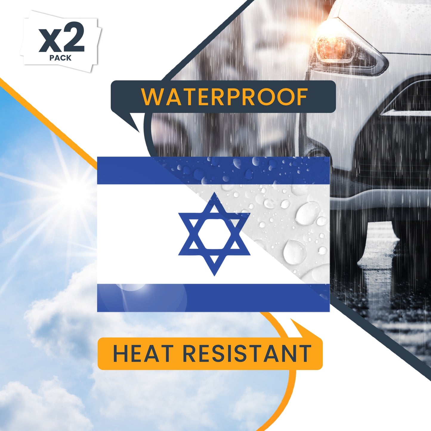 Magnet Me Up Israeli Flag Magnet Decal, 2 Pack, 3x5 Inches, Blue and White Car Accessory, Heavy Duty Automotive Magnet for Car Truck SUV, Stand With and Support Israel