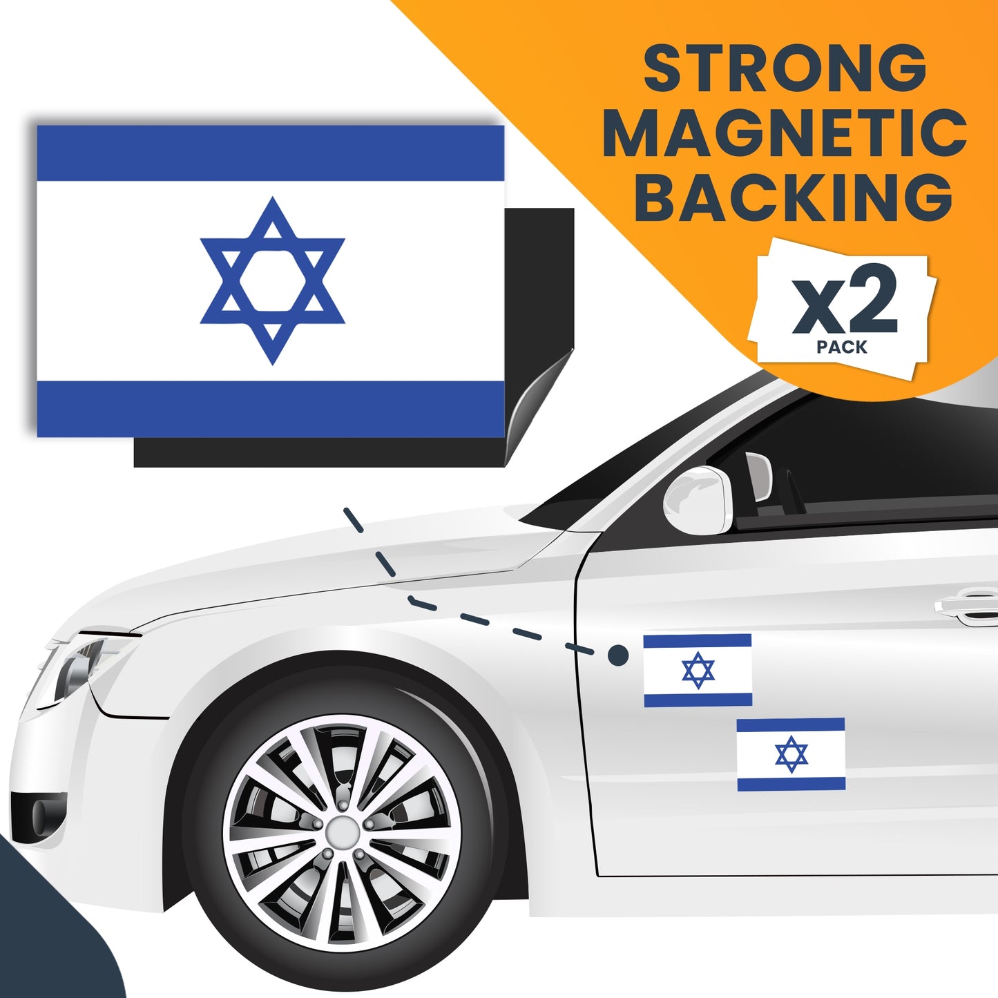 Magnet Me Up Israeli Flag Magnet Decal, 2 Pack, 3x5 Inches, Blue and White Car Accessory, Heavy Duty Automotive Magnet for Car Truck SUV, Stand With and Support Israel
