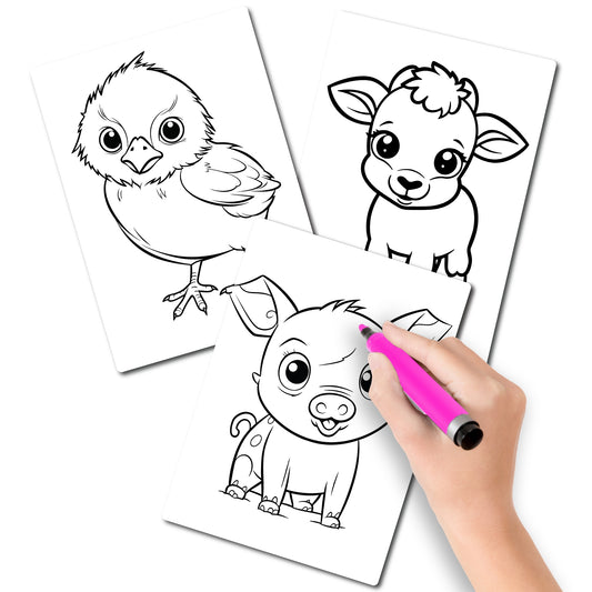 Magnet Me Up Color Your Own Farm Baby Animal Pack, Includes Piglet, Chick and Lamb, 3 Piece DIY Magnet Decal Pack, 5x7 Inch, Perfect Creative Artistic Gift Idea, Kids Craft