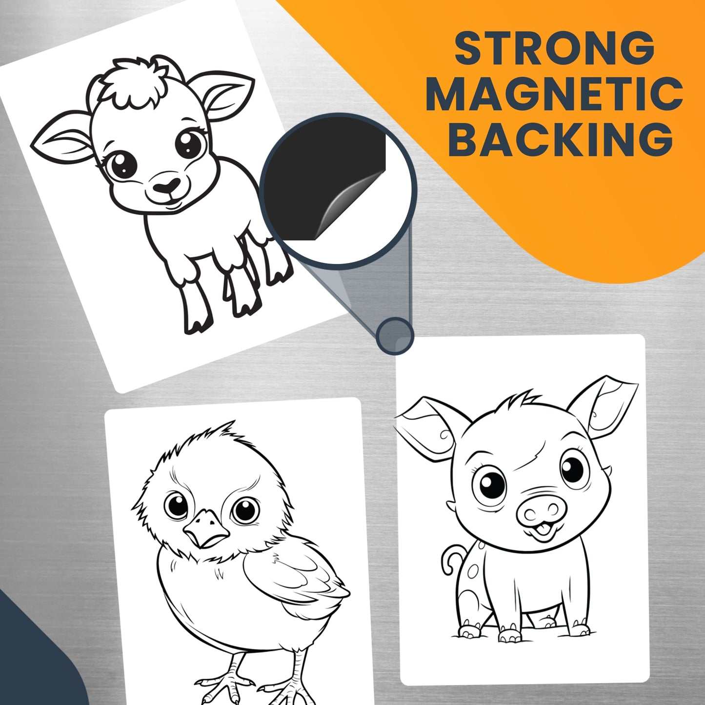 Magnet Me Up Color Your Own Farm Baby Animal Pack, Includes Piglet, Chick and Lamb, 3 Piece DIY Magnet Decal Pack, 5x7 Inch, Perfect Creative Artistic Gift Idea, Kids Craft