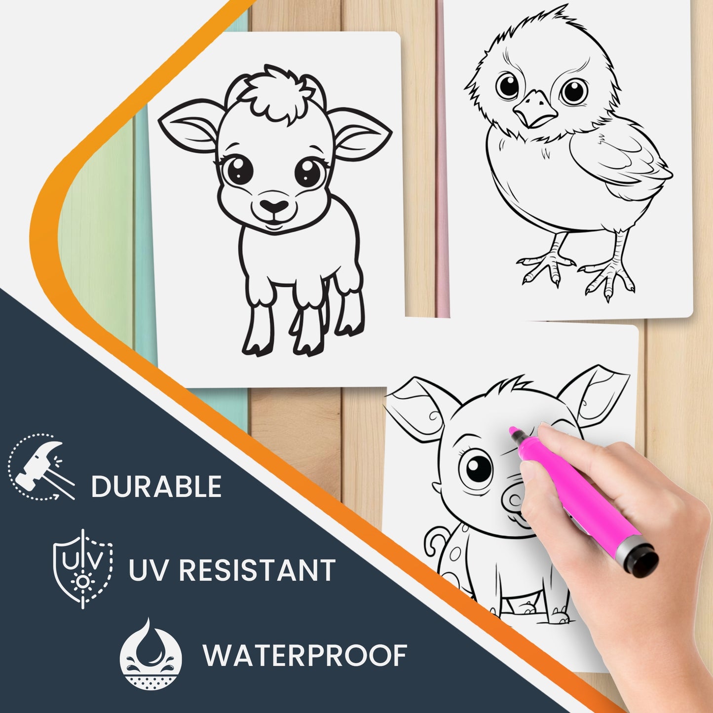 Magnet Me Up Color Your Own Farm Baby Animal Pack, Includes Piglet, Chick and Lamb, 3 Piece DIY Magnet Decal Pack, 5x7 Inch, Perfect Creative Artistic Gift Idea, Kids Craft