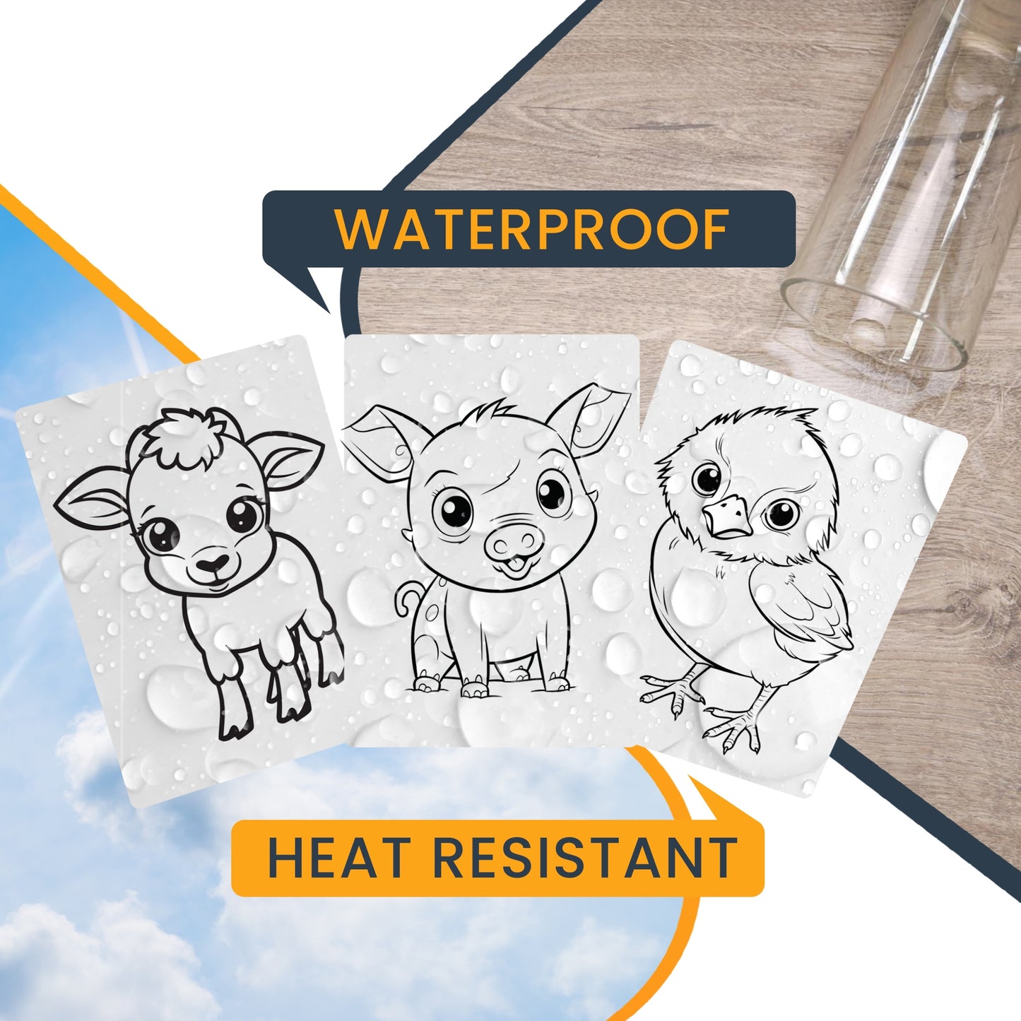 Magnet Me Up Color Your Own Farm Baby Animal Pack, Includes Piglet, Chick and Lamb, 3 Piece DIY Magnet Decal Pack, 5x7 Inch, Perfect Creative Artistic Gift Idea, Kids Craft