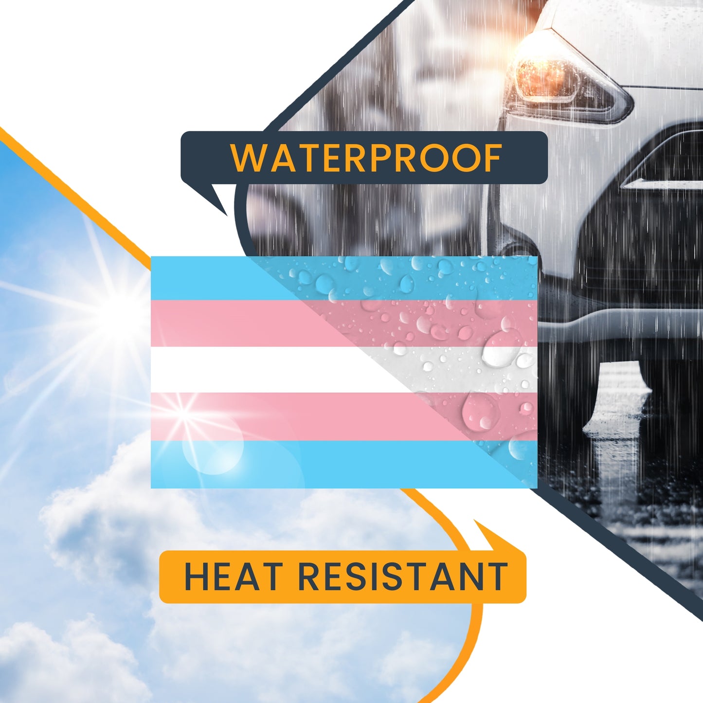 Magnet Me Up Transgender Pride Flag Car Magnet Decal, 3x5 Inches, Pink Blue and White, Heavy Duty Automotive Magnet for Car Truck SUV, in Support of LGBTQ