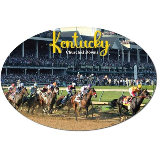 Magnet Me Up Kentucky Churchill Downs Racing Complex Magnet Decal, 4x6 Oval, Heavy Duty Automotive Magnet for Car, Truck or SUV, for and Horse Racing Enthusiasts, Made in USA