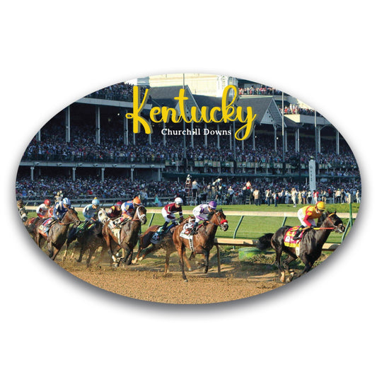 Magnet Me Up Kentucky Churchill Downs Racing Complex Magnet Decal, 4x6 Oval, Heavy Duty Automotive Magnet for Car, Truck or SUV, for and Horse Racing Enthusiasts, Made in USA