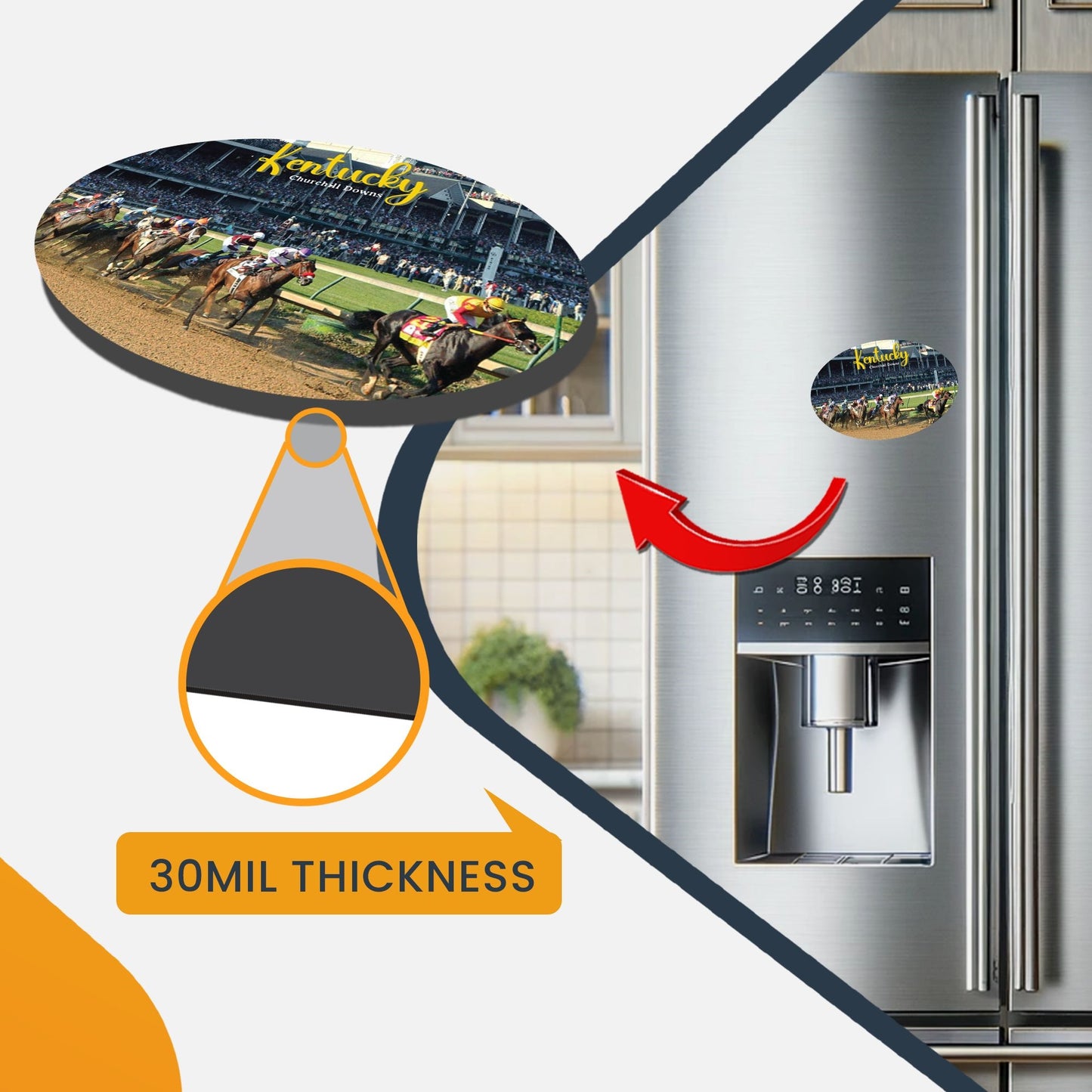 Magnet Me Up Kentucky Churchill Downs Racing Complex Magnet Decal, 4x6 Oval, Heavy Duty Automotive Magnet for Car, Truck or SUV, for and Horse Racing Enthusiasts, Made in USA