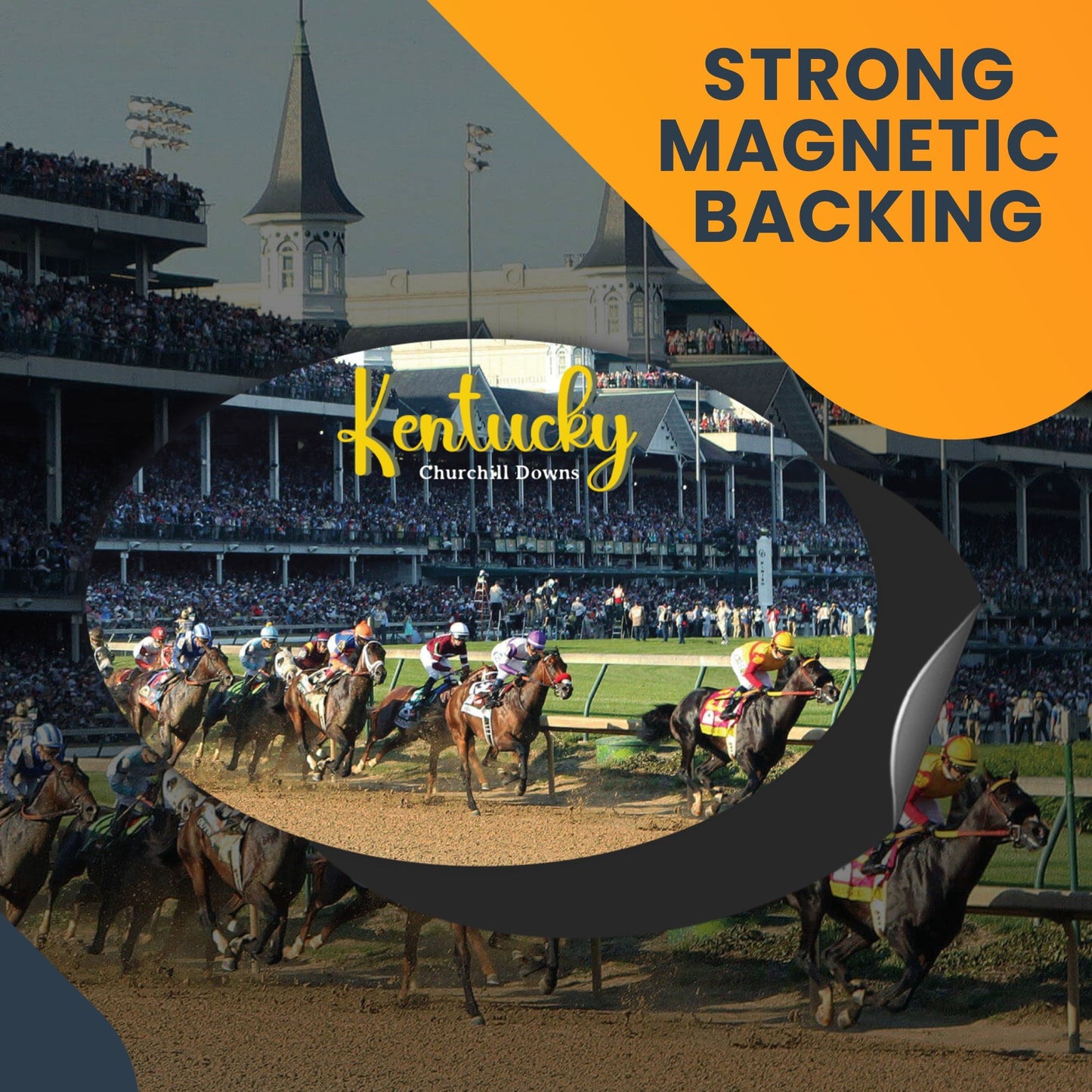 Magnet Me Up Kentucky Churchill Downs Racing Complex Magnet Decal, 4x6 Oval, Heavy Duty Automotive Magnet for Car, Truck or SUV, for and Horse Racing Enthusiasts, Made in USA