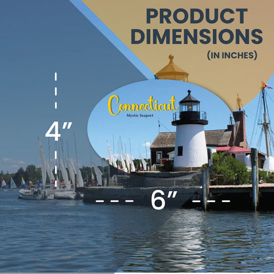 Magnet Me Up Connecticut Mystic Seaport Scenic Oval Magnet Decal, 4x6 Inch, Heavy Duty Automotive Magnet for Car, Truck or SUV