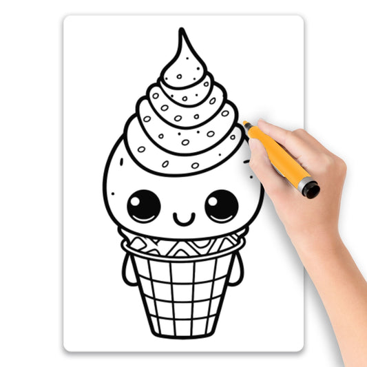 Magnet Me Up Color Your Own Cute Ice Cream DIY Coloring Magnet Decal, 5x7 Inch, Perfect Creative Artistic Gift Idea and Refrigerator Decoration, Kids Expression Craft and Activity, Crafted in The USA