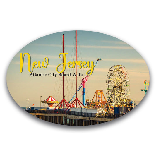 Magnet Me Up New Jersey Atlantic City Boardwalk and Casinos Oval Magnet Decal, 4x6 inch, Automotive Magnet for Car, Great Gift or Souvenir