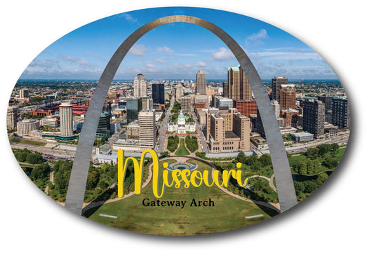 Magnet Me Up Missouri Gateway Arch St. Louis Scenic Oval Magnet Decal, 4x6 inch, Automotive Magnet for Car, Truck, SUV, Great for Gift or Souvenir Representing Westward Expansion, Crafted in USA