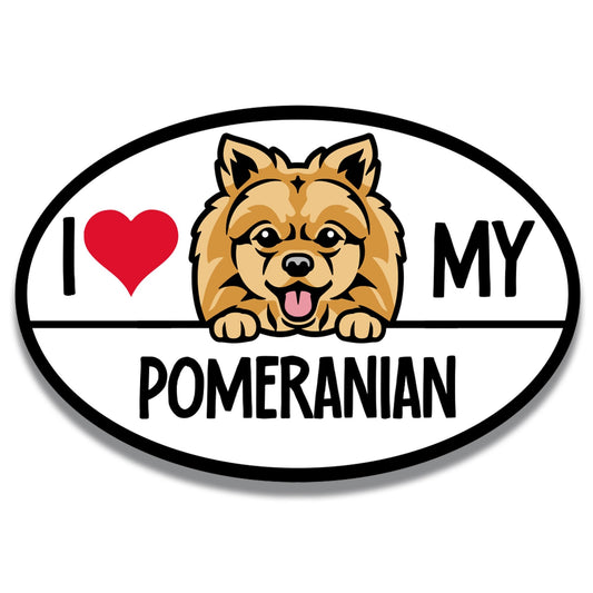 Magnet Me Up I Love My Pomeranian Dog Breed Car Magnet Decal, 4x6 inches, Cute and Adorable Playmate, Alert and Intelligent, Ideal Present for Pomeranian Owners and Enthusiast, for Car, Made in USA
