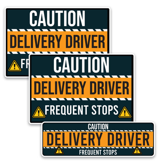 Magnet Me Up Caution Frequent Stops Delivery Driver Automotive Magnet Decal, 3 Pack, Two 8x12 inch and One 3x10 inch, Automotive Magnet for Car, Delivery Driver, Crafted in USA