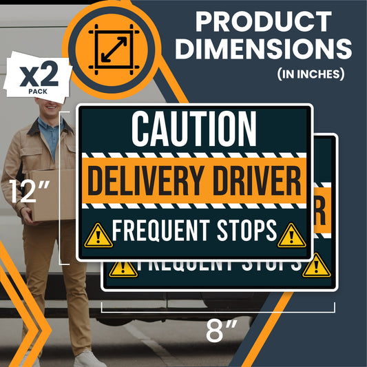 Magnet Me Up Caution Frequent Stops Delivery Driver Magnet Decal, 2PK, LARGE 12x18 inch, Heavy Duty Automotive Magnet for Car, Any Magnetic Surface, Flex Delivery Driver, Crafted in USA