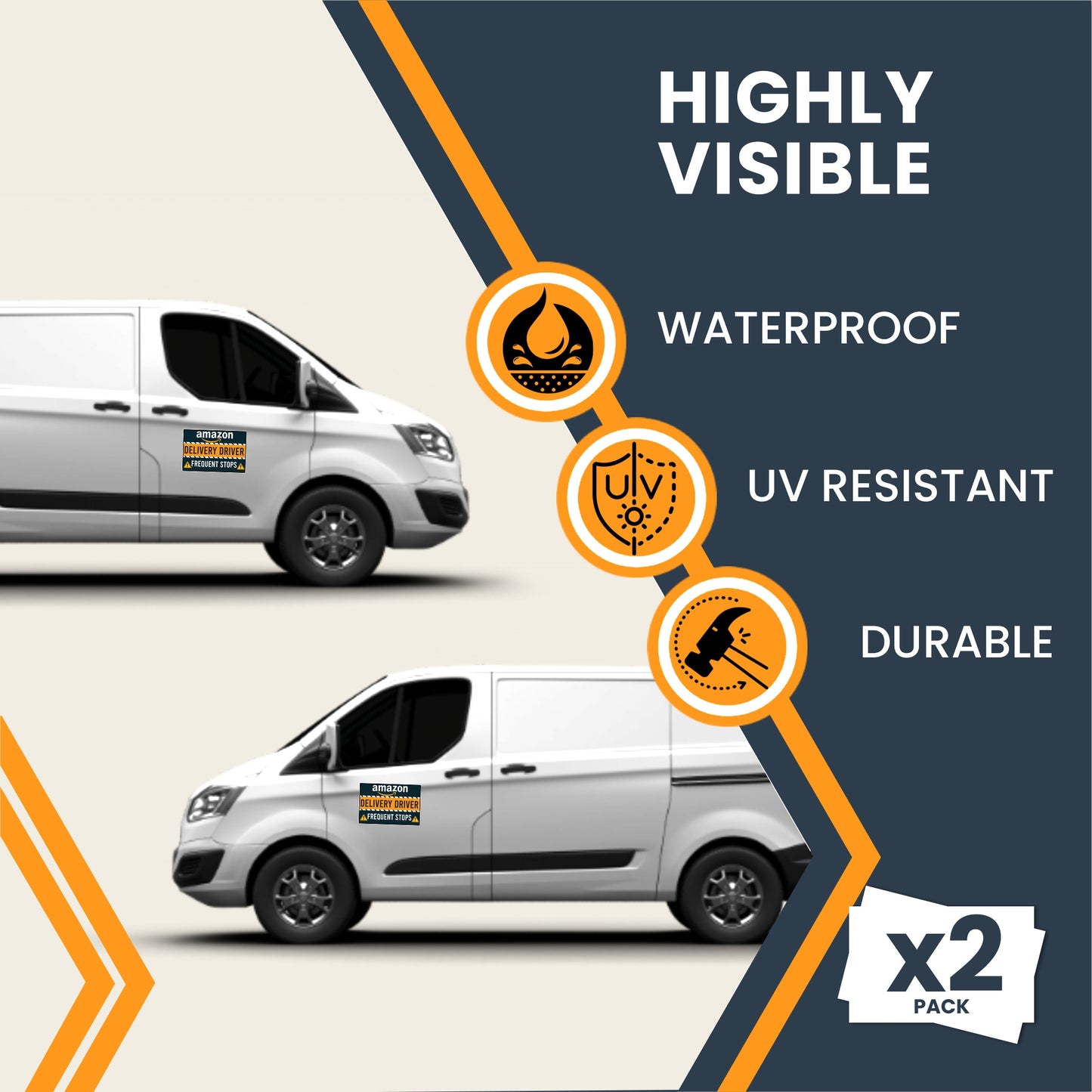 Magnet Me Up Caution Frequent Stops Delivery Driver Magnet Decal, 2PK, LARGE 12x18 inch, Heavy Duty Automotive Magnet for Car, Any Magnetic Surface, Flex Delivery Driver, Crafted in USA