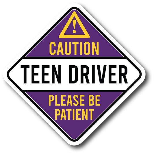 Magnet Me Up Caution Teen Driver Please Be Patient Magnet Decal, 5 Inch Purple, New Driver Safety Signs for Car, Encourages Patience Bumper Magnet, Driving Signs, Accessories for Car, Crafted in USA