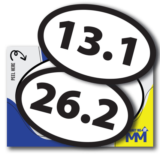 13.1 Half Marathon Sticker and 26.2 Marathon Oval Running Stickers, 5.5x3.5 Inch, Combo Pack, Black, Sticker for Car, 13.1 Half Marathon Gifts