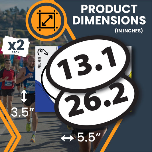 13.1 Half Marathon Sticker and 26.2 Marathon Oval Running Stickers, 5.5x3.5 Inch, Combo Pack, Black, Sticker for Car, 13.1 Half Marathon Gifts
