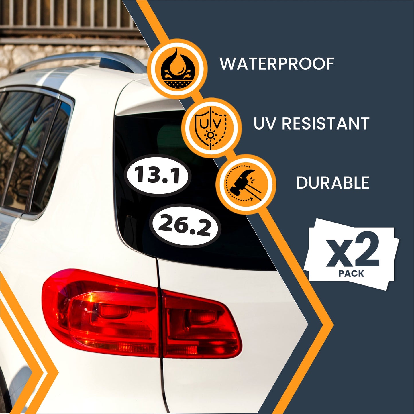 13.1 Half Marathon Sticker and 26.2 Marathon Oval Running Stickers, 5.5x3.5 Inch, Combo Pack, Black, Sticker for Car, 13.1 Half Marathon Gifts