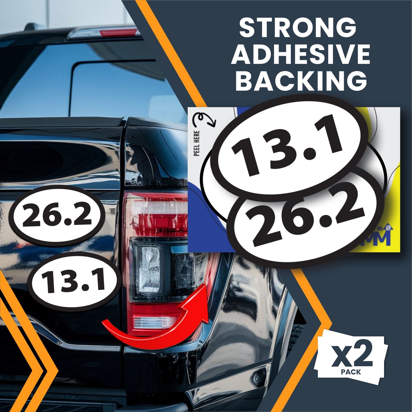 13.1 Half Marathon Sticker and 26.2 Marathon Oval Running Stickers, 5.5x3.5 Inch, Combo Pack, Black, Sticker for Car, 13.1 Half Marathon Gifts