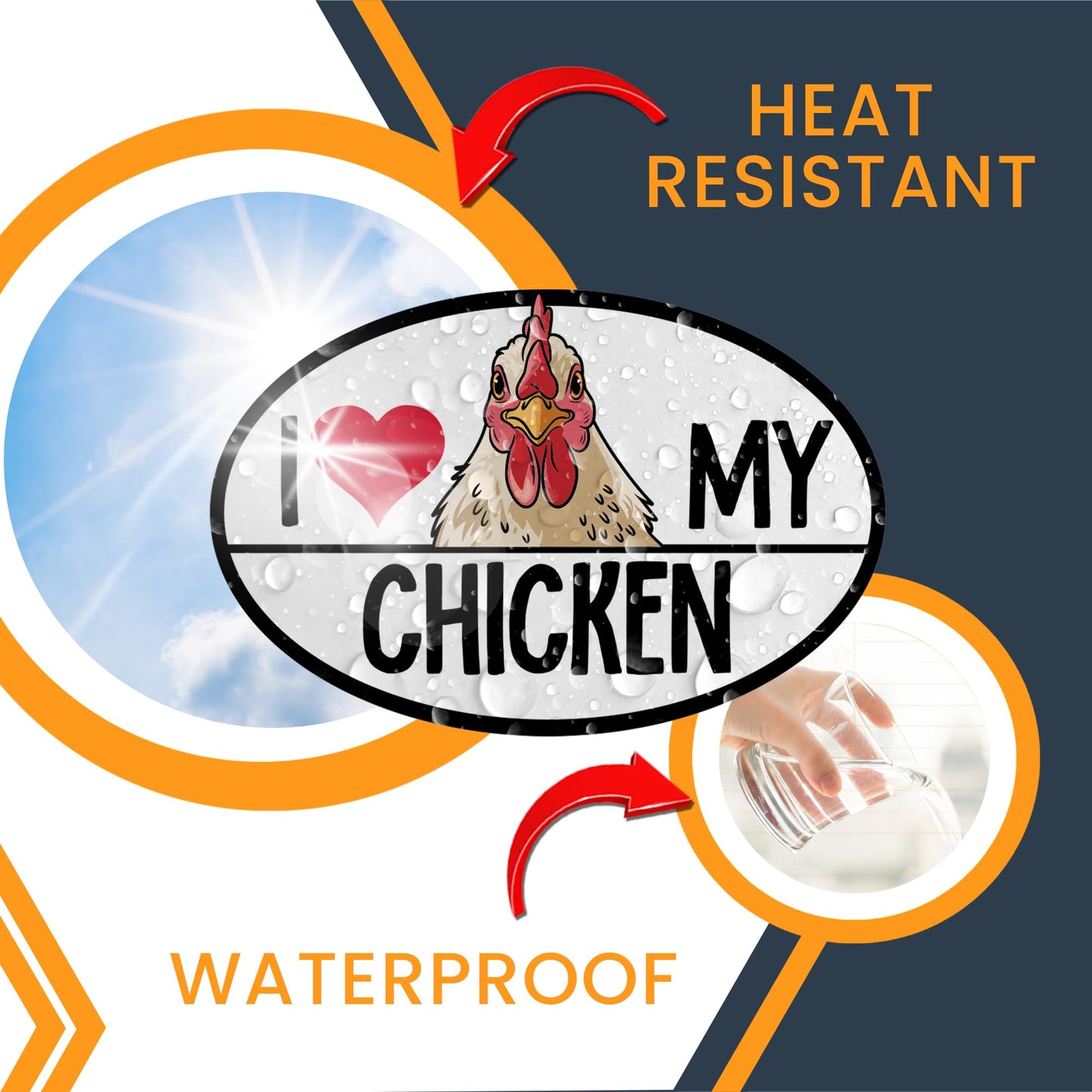 Magnet Me Up I Love My Chicken Car Magnet Decal, Farm Animal, 4x6 Inches, Funny Magnet, Chicken Car Decal, Car Accessories, Souvenir Gifts