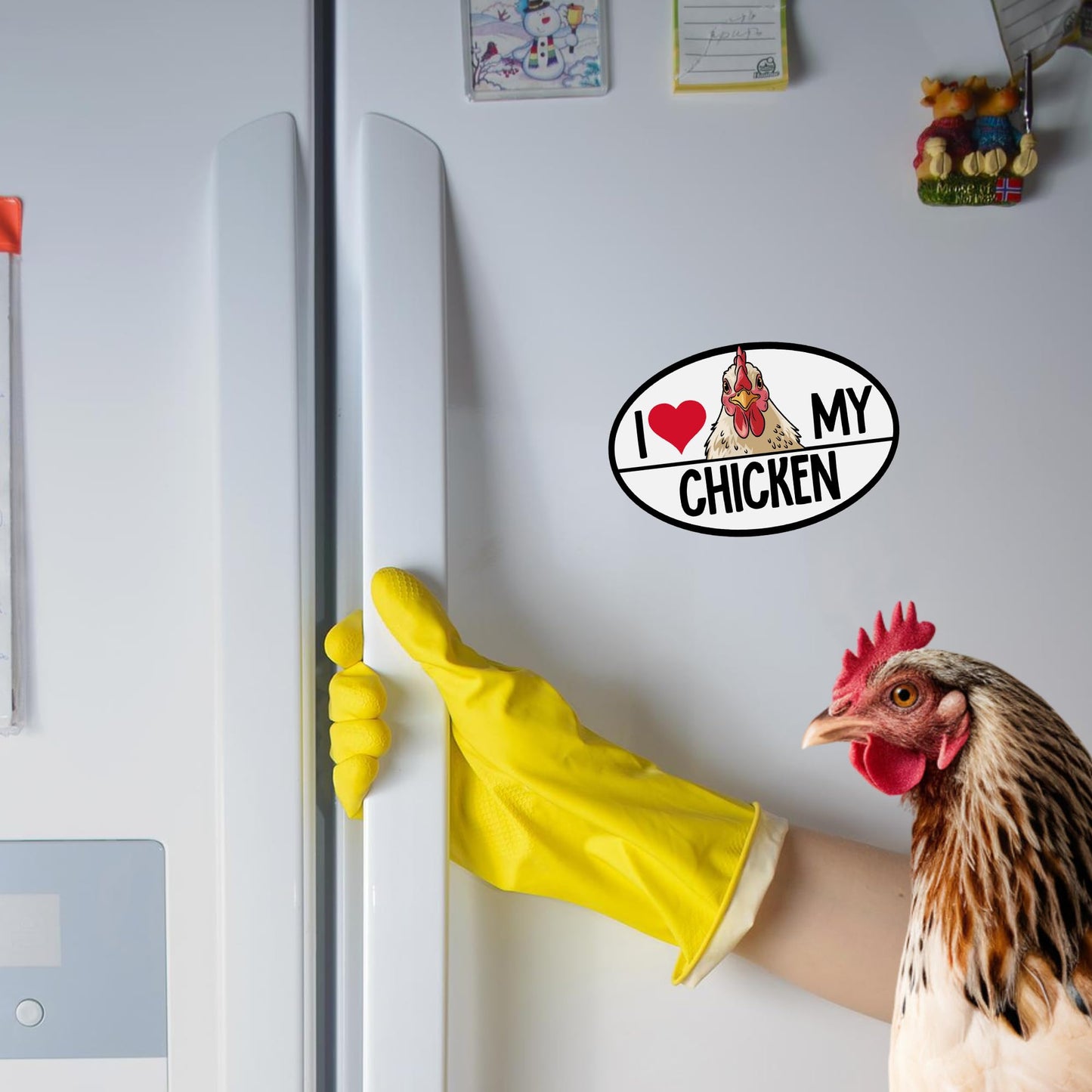 Magnet Me Up I Love My Chicken Car Magnet Decal, Farm Animal, 4x6 Inches, Funny Magnet, Chicken Car Decal, Car Accessories, Souvenir Gifts