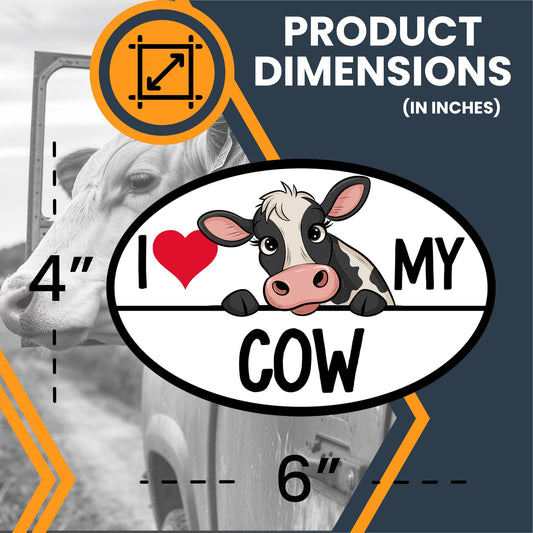 Magnet Me Up I Love My Cow Car Magnet Decal, 4x6 Inches, Farm Animal Lovers, Magnetic Decoration for Fridge, Lockers, Souvenir Gifts