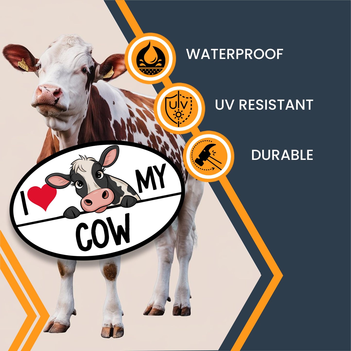 Magnet Me Up I Love My Cow Car Magnet Decal, 4x6 Inches, Farm Animal Lovers, Magnetic Decoration for Fridge, Lockers, Souvenir Gifts