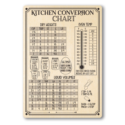Magnet Me Up Large Rustic Kitchen Conversion Chart, 5x7.5 Magnet Decal, Cute Baking Gift and Measurement Recipe Accessory, Perfect for Refrigerator, Dishwasher or Any Other Magnetic Surface