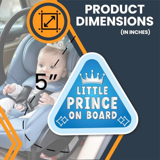Magnet Me Up Little Prince Baby On Board Car Magnet Decal – Durable, 5 Inch, Blue, Cute Baby on Car Safety Sign, Baby on Highway, Made in USA