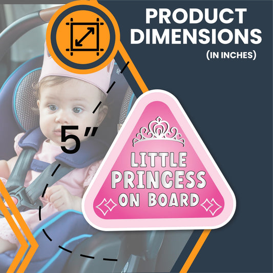 Magnet Me Up Little Princess Baby On Board Car Magnet Decal – Durable, 5 Inch, Pink, Cute Baby on Car Safety Sign, Baby on Highway, Made in USA