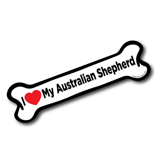 Magnet Me Up I Love My Australian Shepherd Dog Bone Car Magnet - 2x7 Dog Bone Auto Truck Decal Magnet …