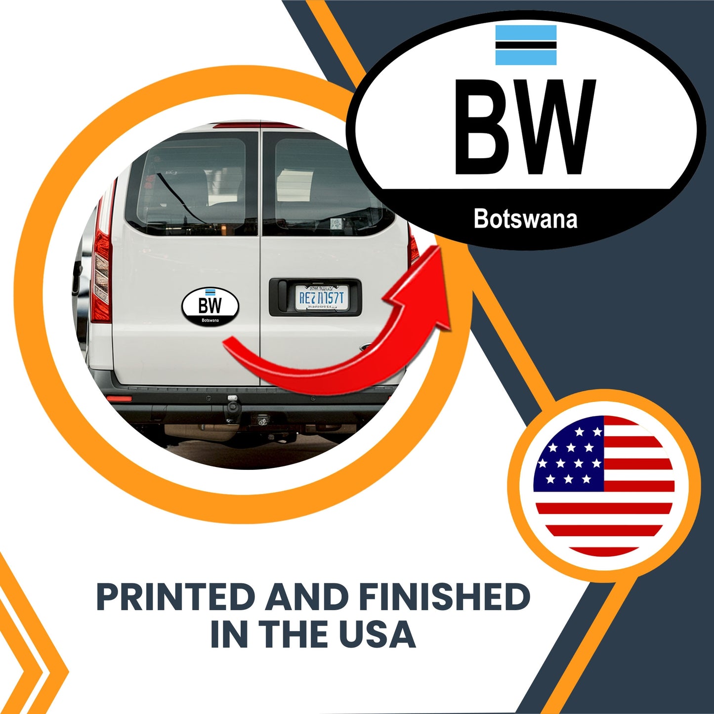 Magnet Me Up Botswana Tswanadom Euro Oval Magnet Decal, 4x6 Inches, Heavy Duty for Car, Truck, SUV, Or Any Other Magnetic Surface