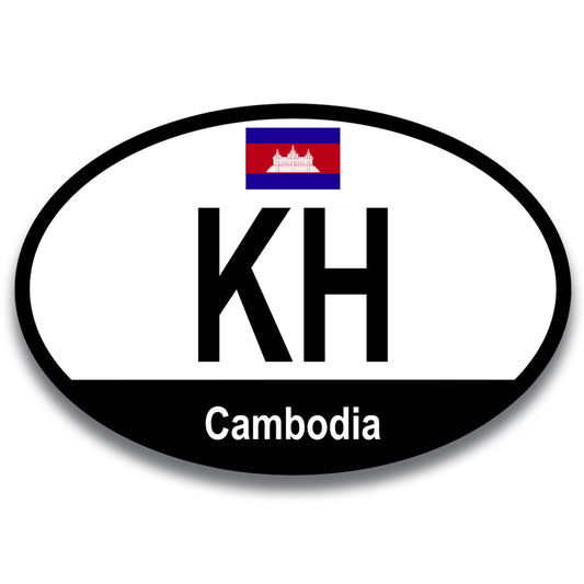 Magnet Me Up Cambodia Cambodian Euro Oval Magnet Decal, 4x6 Inches, Heavy Duty for Car, Truck, SUV, Or Any Other Magnetic Surface