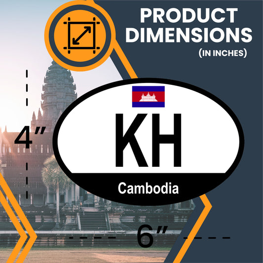Magnet Me Up Cambodia Cambodian Euro Oval Magnet Decal, 4x6 Inches, Heavy Duty for Car, Truck, SUV, Or Any Other Magnetic Surface