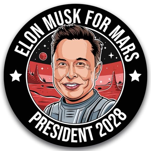 Magnet Me Up Elon Musk for Mars, President 2028 Car Magnet – 5-inch, Magnetic Bumper Decal – Full-Color, Funny Bumper Accessories, Weatherproof