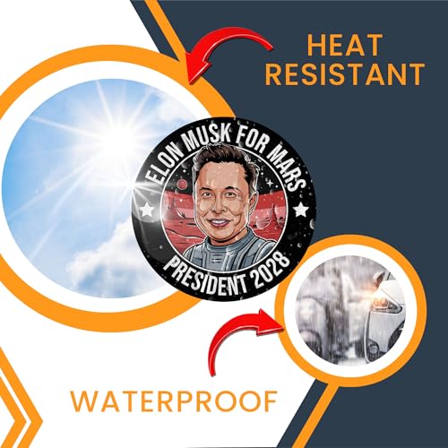 Magnet Me Up Elon Musk for Mars, President 2028 Car Magnet – 5-inch, Magnetic Bumper Decal – Full-Color, Funny Bumper Accessories, Weatherproof