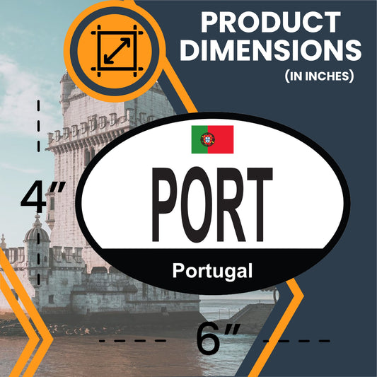 Magnet Me Up Port Portugal Country Code Car Magnet Decal, 4x6 Inches Oval, Euro Souvenir Magnet, Known for Food and Fine Wine, Rich Culture