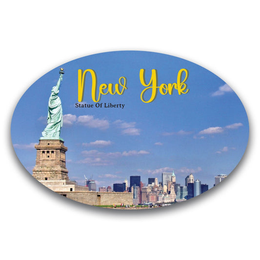 Magnet Me Up New York City Skyline Statue of Liberty State Scenic Oval Magnet Decal, 4x6 inch, Automotive Magnet for Car, Great Gift or Souvenir from The Big Apple Time Square, Crafted in USA