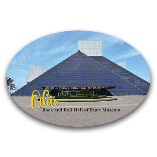 Magnet Me Up Cleveland Ohio Rock and Roll Hall of Fame State Scenic Oval Magnet Decal, 4x6 inch, Automotive Magnet for Car, Great Gift or Souvenir for Music Lovers, Crafted in USA