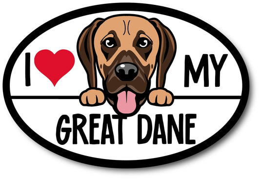 Magnet Me Up I Love My Great Dane Car Magnet Decal, 4x6 Inch Oval, for Car, Fridge, Locker, and More, Express Your Love for The Breed