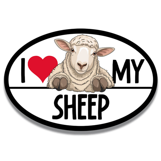 Magnet Me Up I Love My Sheep Car Magnet Decal, 4x6 Oval, Charming Farm Animals, Fun Accessory for Sheep Lovers, Lockers, Bumper Magnet